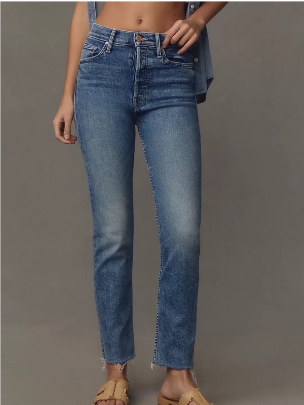 Mother Size 25 The Pixie Tomcat Daytime Warrior Raw Hem Ankle Jeans